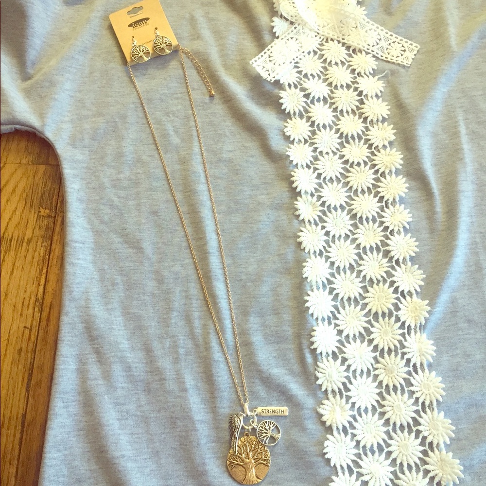 Family tree necklace and earring set.